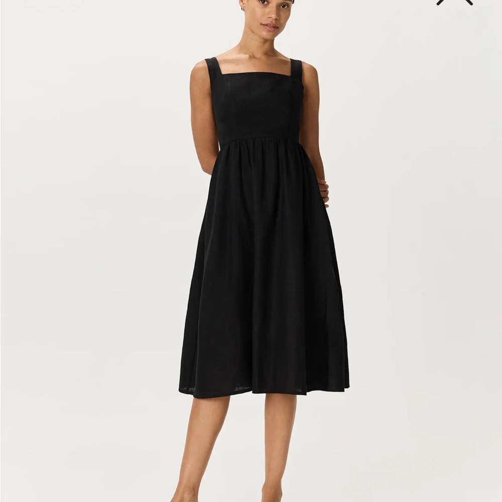 Quince 100% European Linen Fit & Flare Midi Dress
